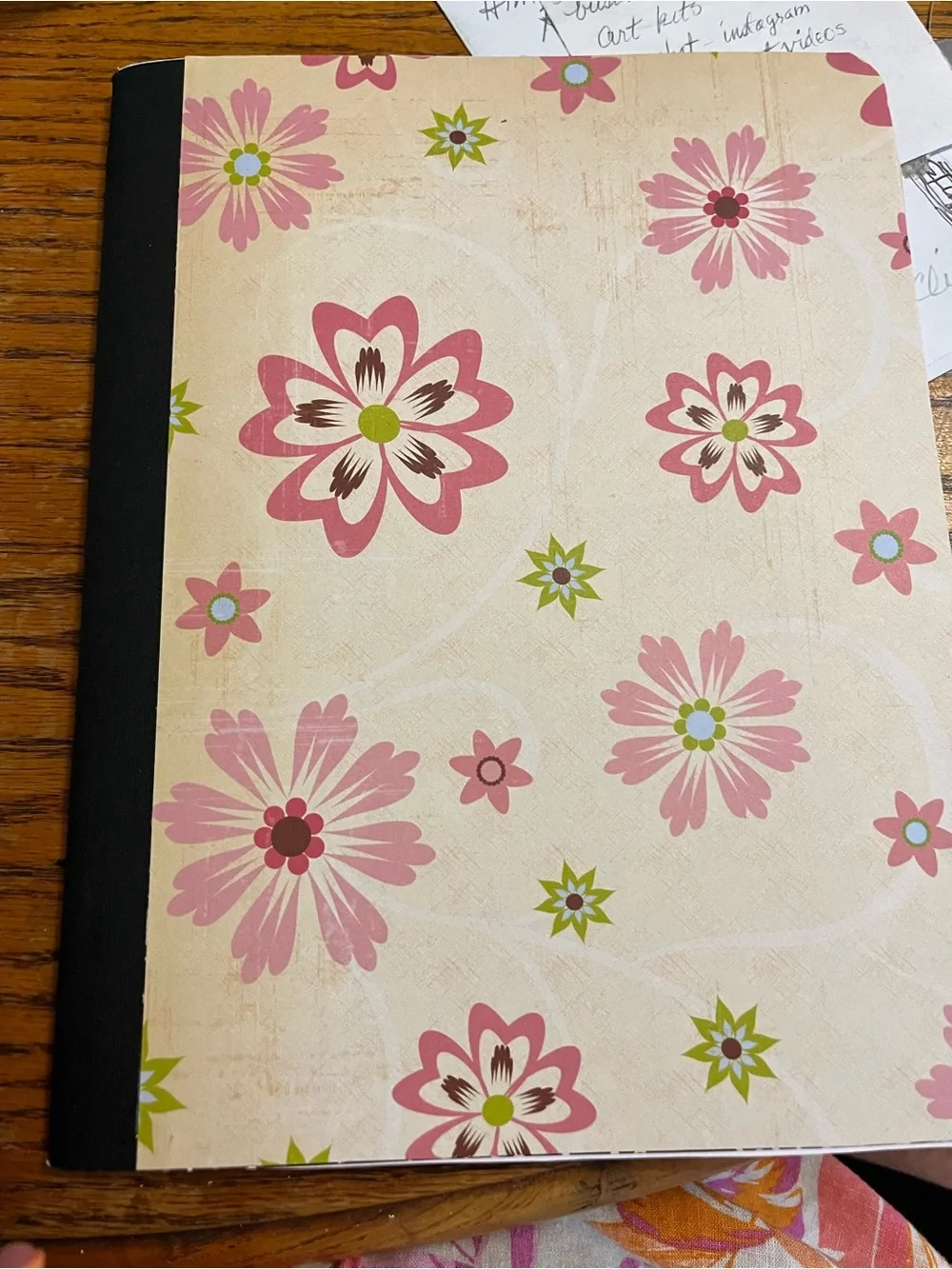 Floral Pink & Cream recovered composition notebook